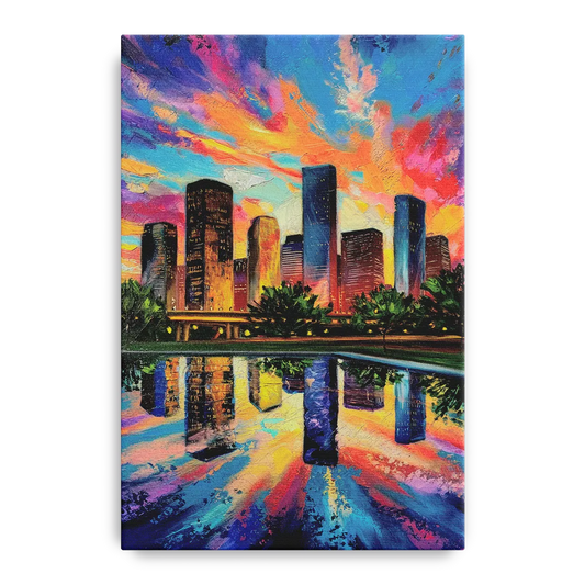 Houston Skyline Reflections - Canvas Wall Art