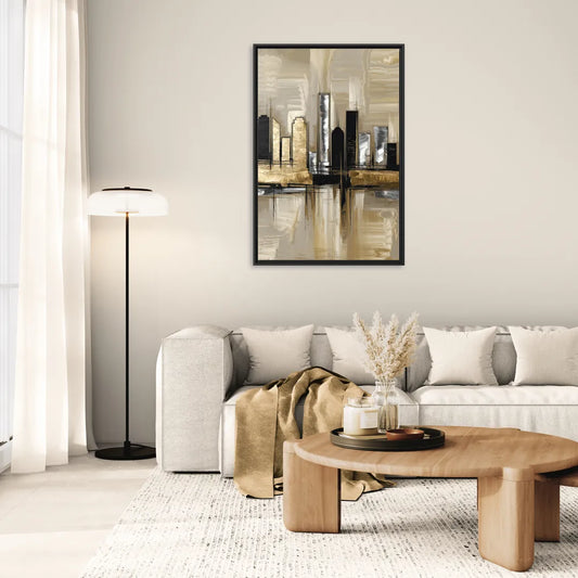 Houston Contemporary Design - Living Room Black Frame Canvas