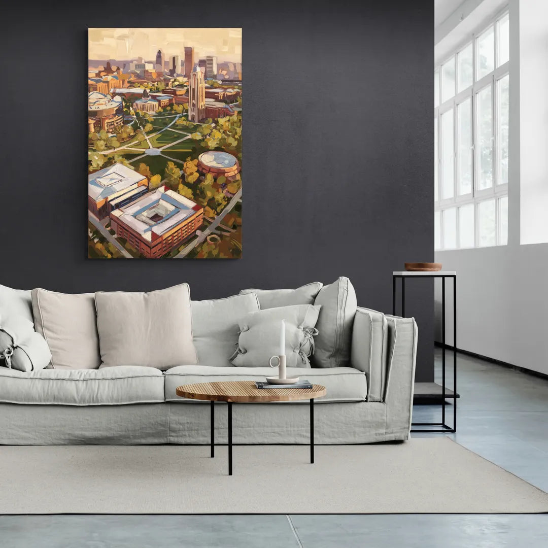 Cincinnati University Campus Highlights - Canvas Wall Art Living Room