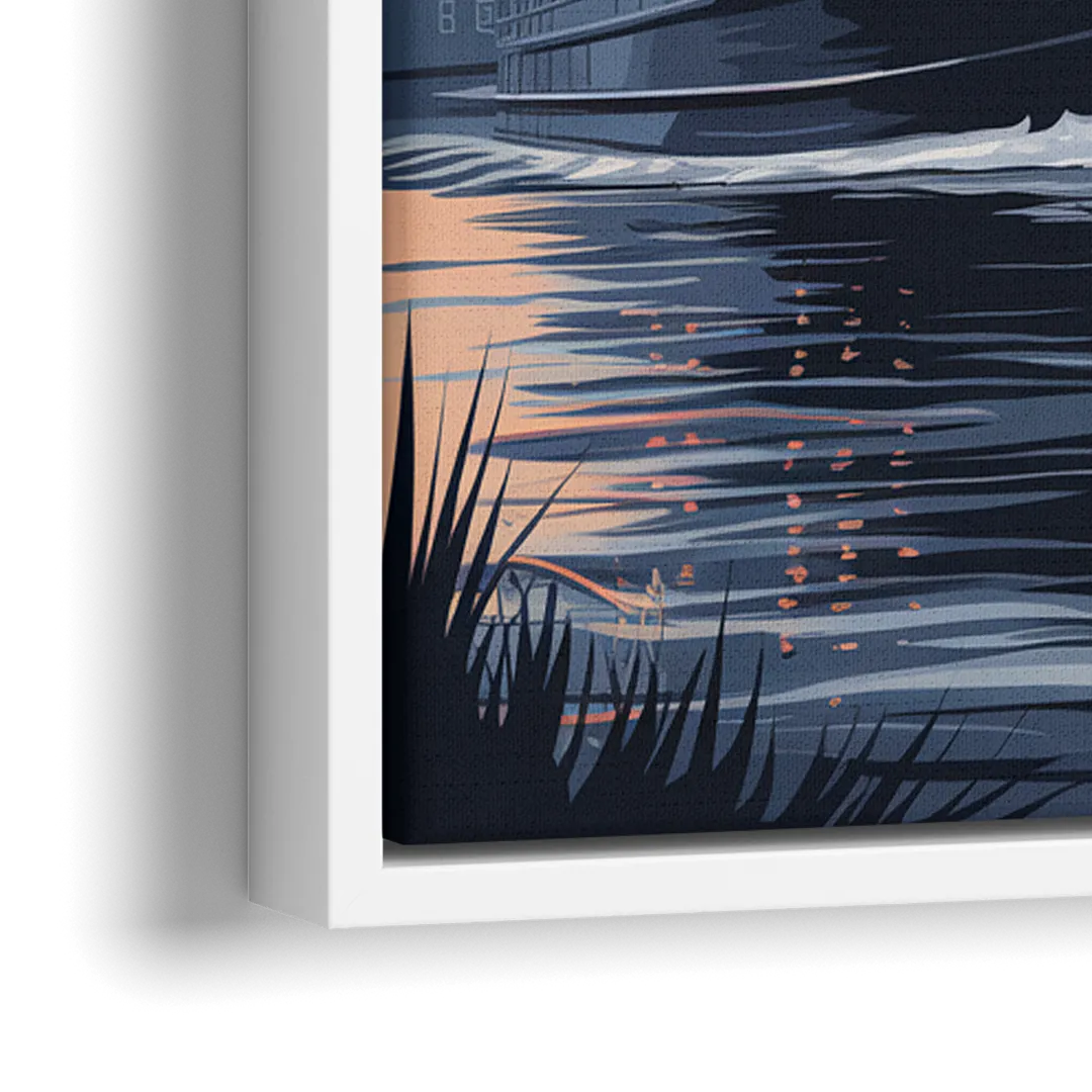 New Orleans Steamboat on the River - Close-Up White Frame Canvas