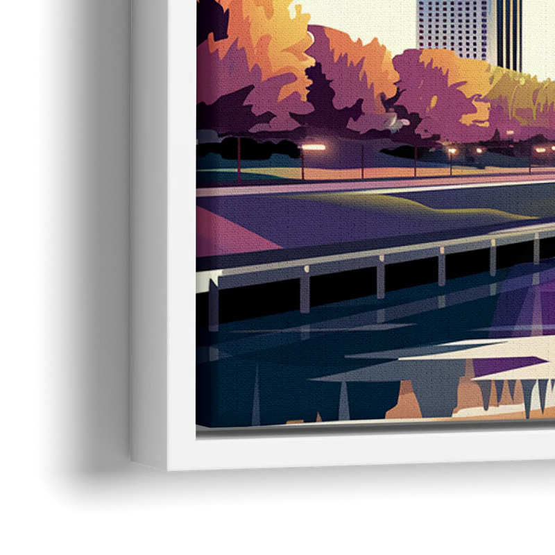 Marietta Skyline Sunset - Close-Up White Frame Canvas