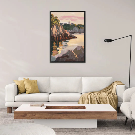 Bar Harbor Scenic Coastline - Living Room Black Frame Canvas