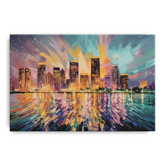 Tampa Cityscape Reflection - Canvas Wall Art