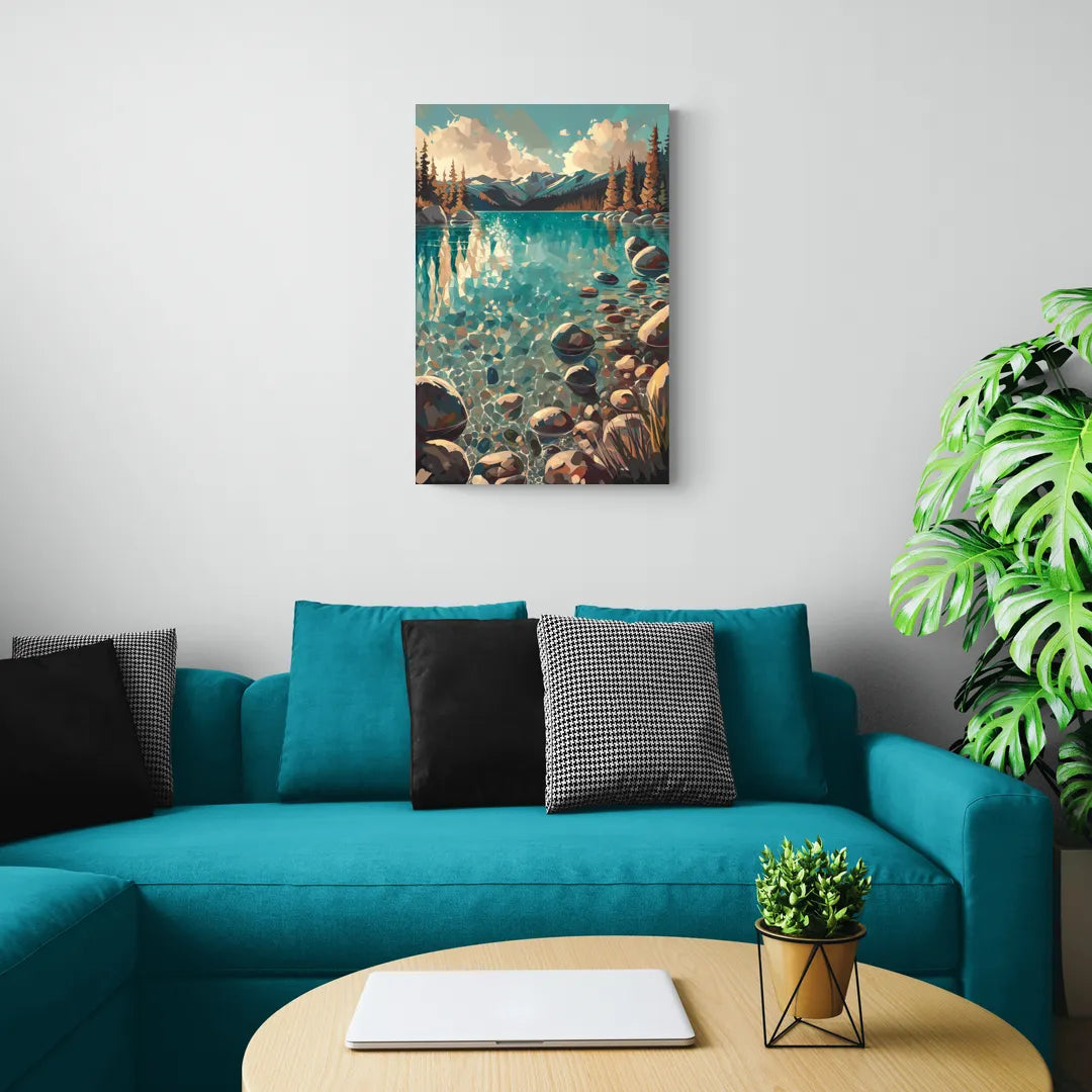 Lake Tahoe Crystal Waterscape - Canvas Wall Art Living Room