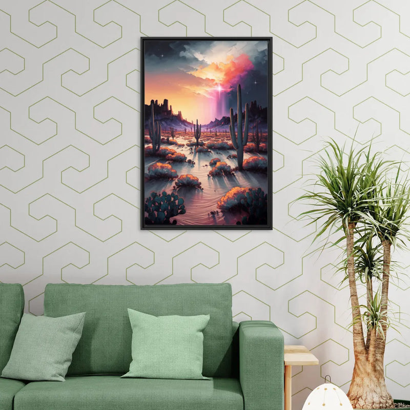 Phoenix Desert Twilight Glow - Living Room Black Frame Canvas