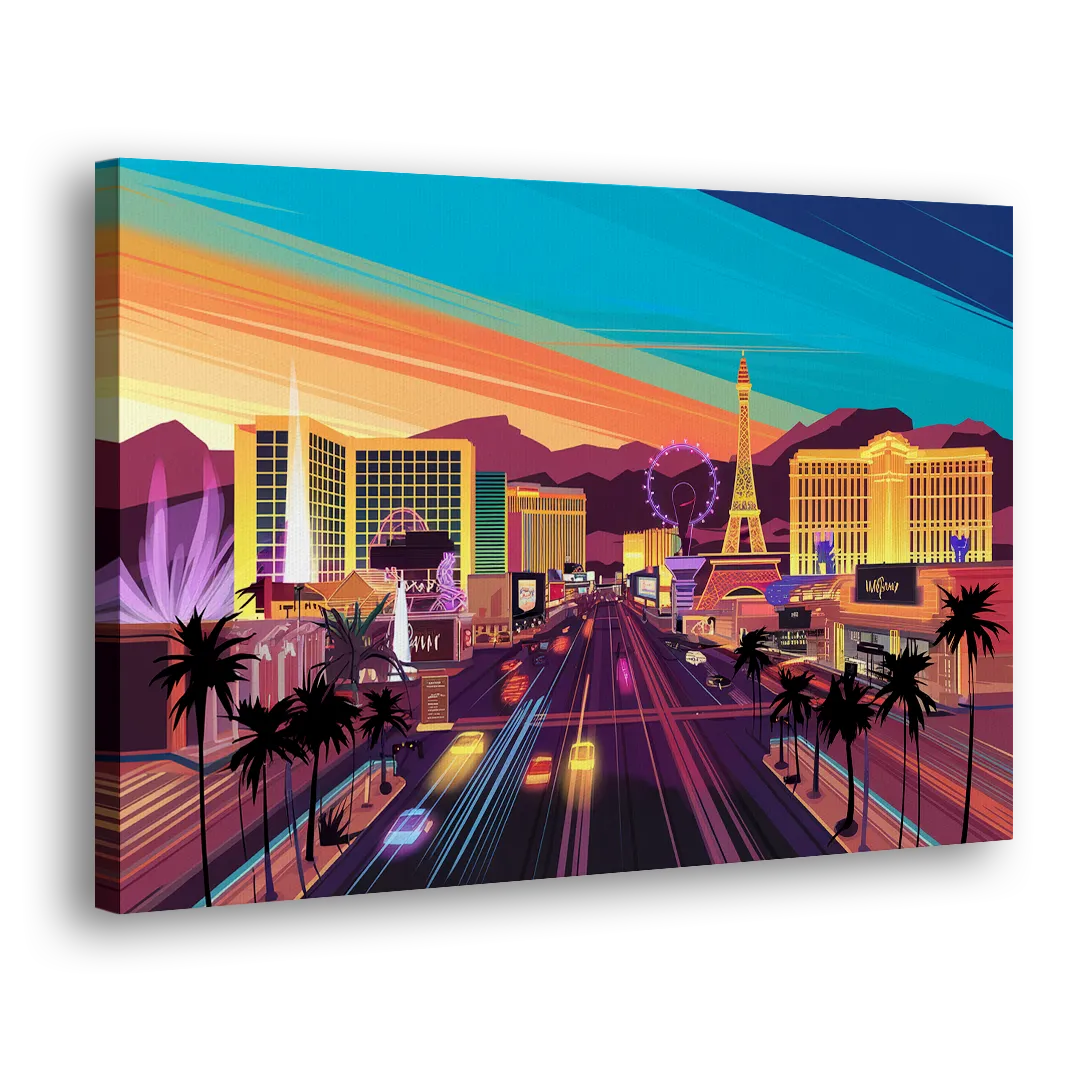 Las Vegas Iconic Strip Experience - Canvas Print Art Sides