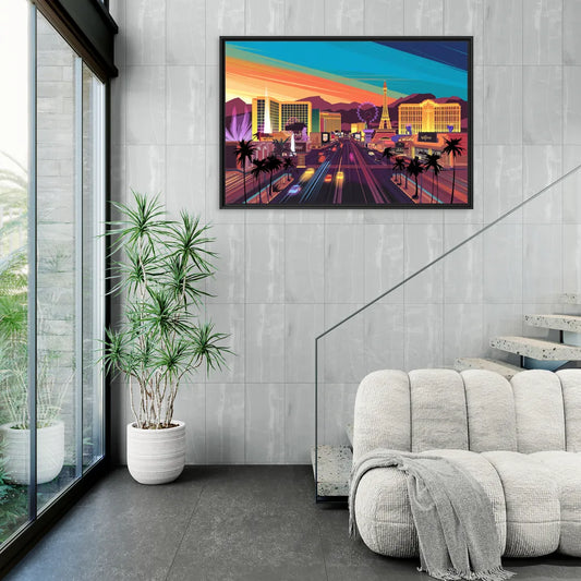 Las Vegas Iconic Strip Experience - Living Room Black Frame Canvas