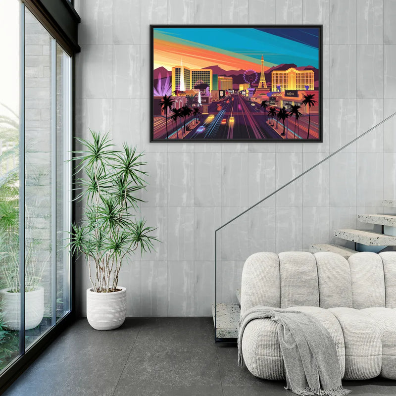 Las Vegas Iconic Strip Experience - Living Room Black Frame Canvas
