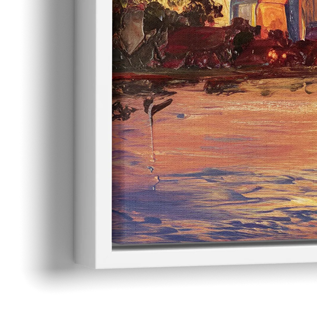 Huntsville Skyline At Sunset - Close-Up White Frame Canvas