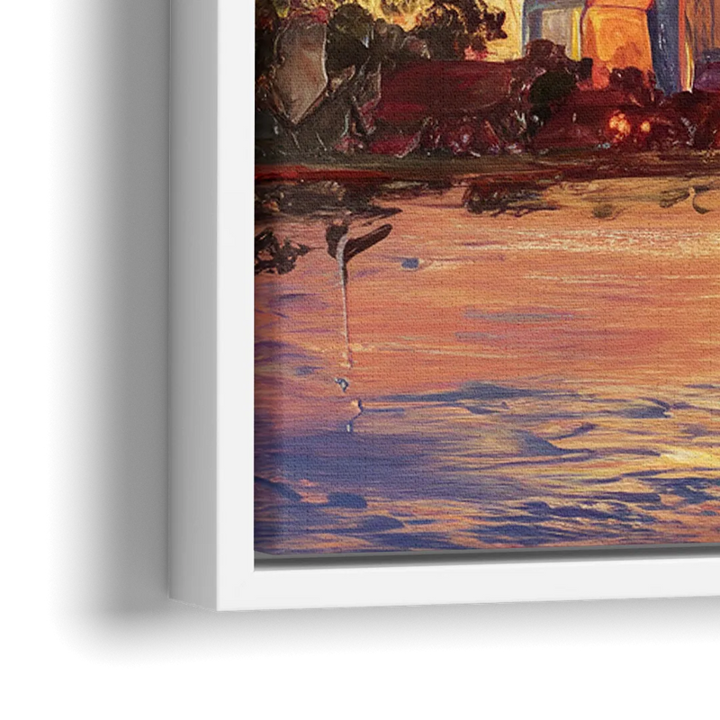 Huntsville Skyline At Sunset - Close-Up White Frame Canvas