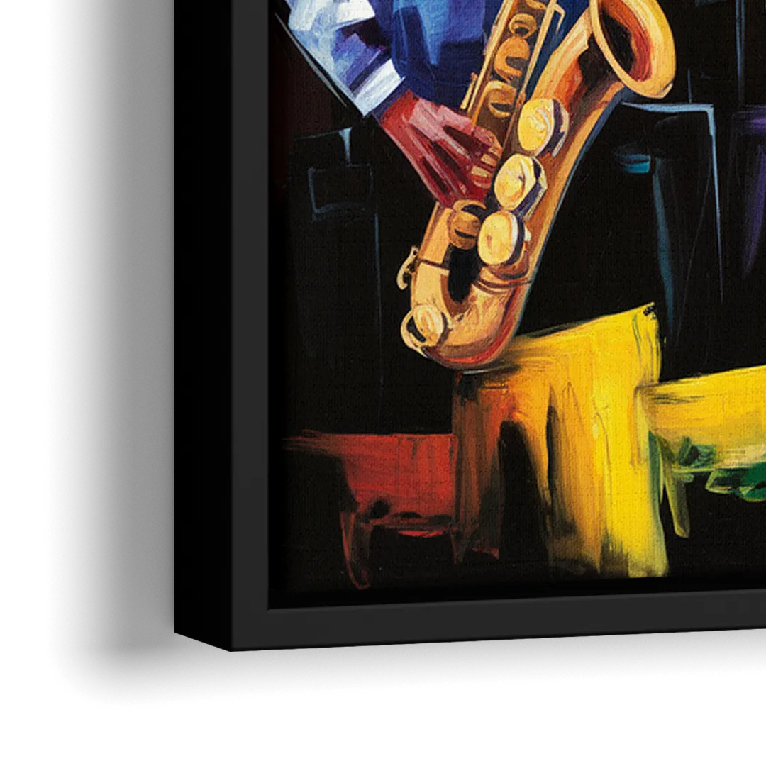 New Orleans Jazz Scene - Close-Up Black Frame Canvas