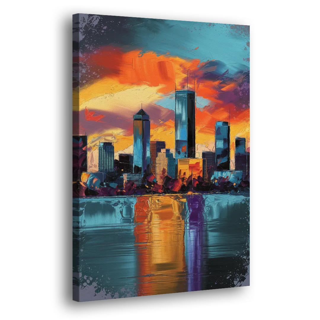 Oklahoma City Skyline Reflection - Canvas Print Art Sides