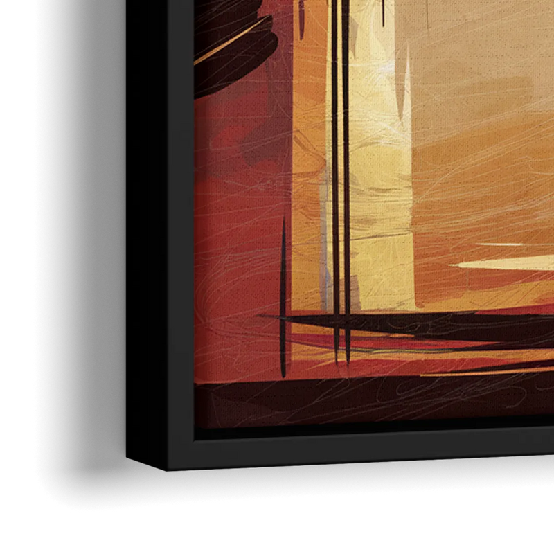 Fort Wayne Skyline Panorama - Close-Up Black Frame Canvas