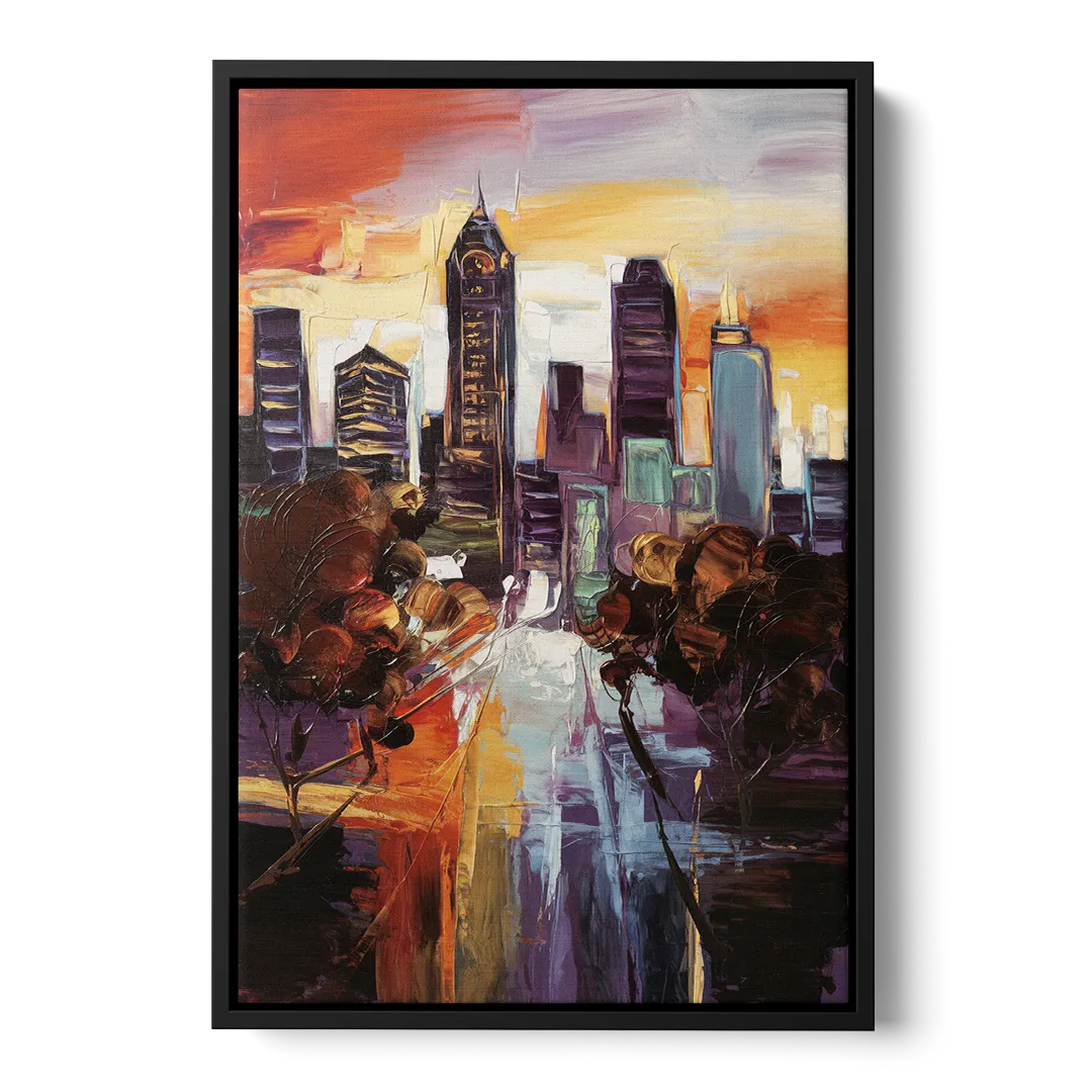 Atlanta Vintage Skyline - Black Frame Canvas