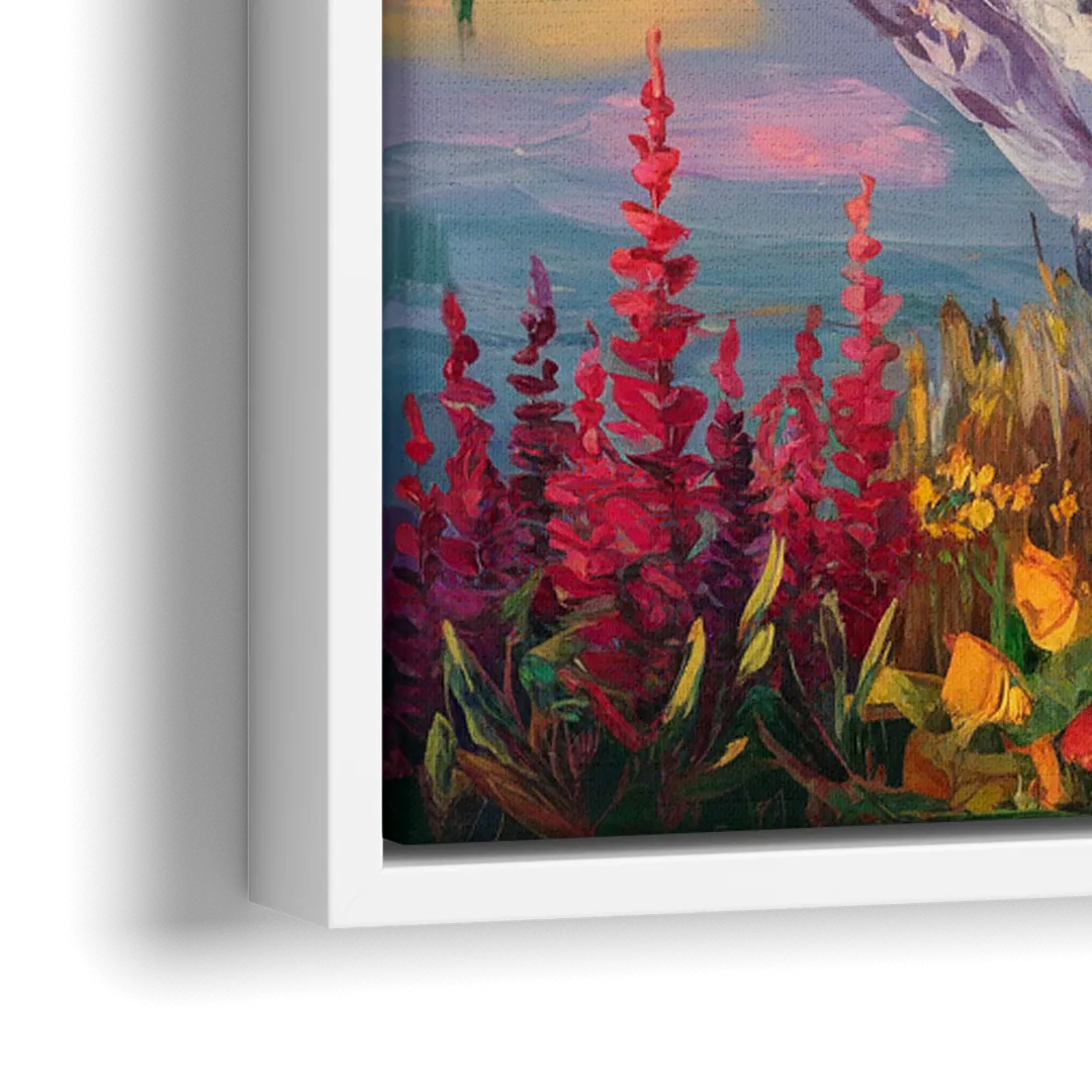 Tacoma Mount Rainier Reflection - Close-Up White Frame Canvas