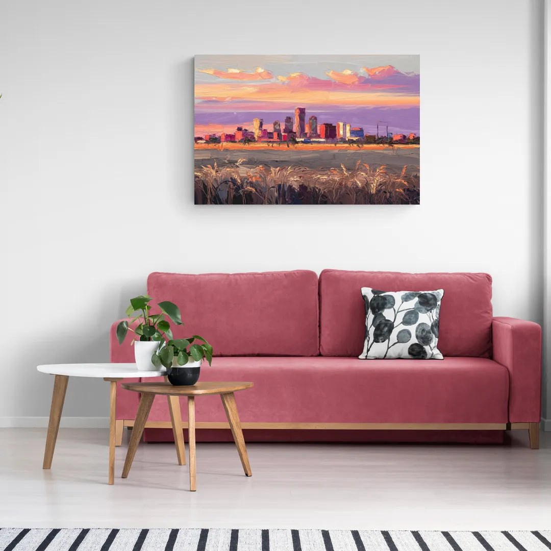 Lubbock Skyline Sunset - Canvas Wall Art Living Room