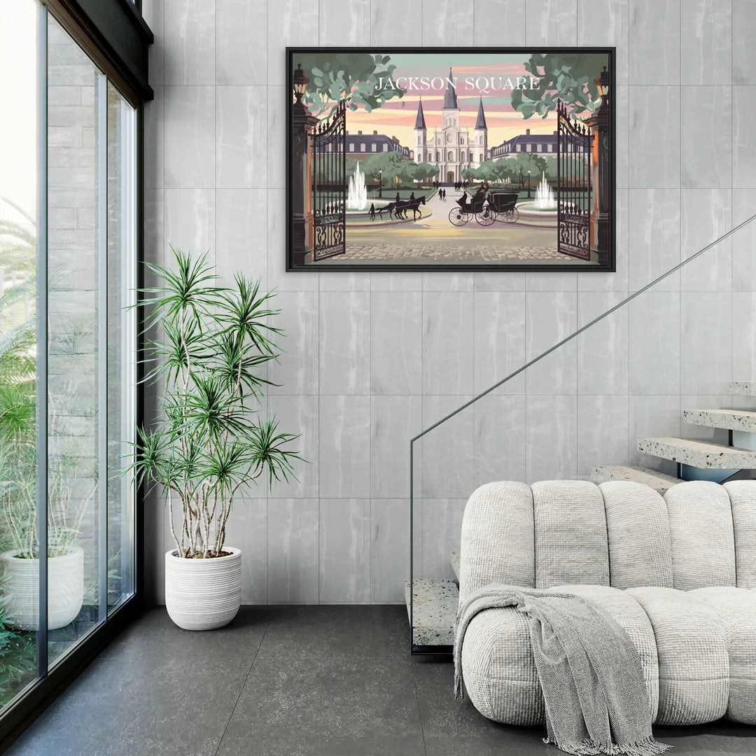 New Orleans Jackson Square - Living Room Black Frame Canvas