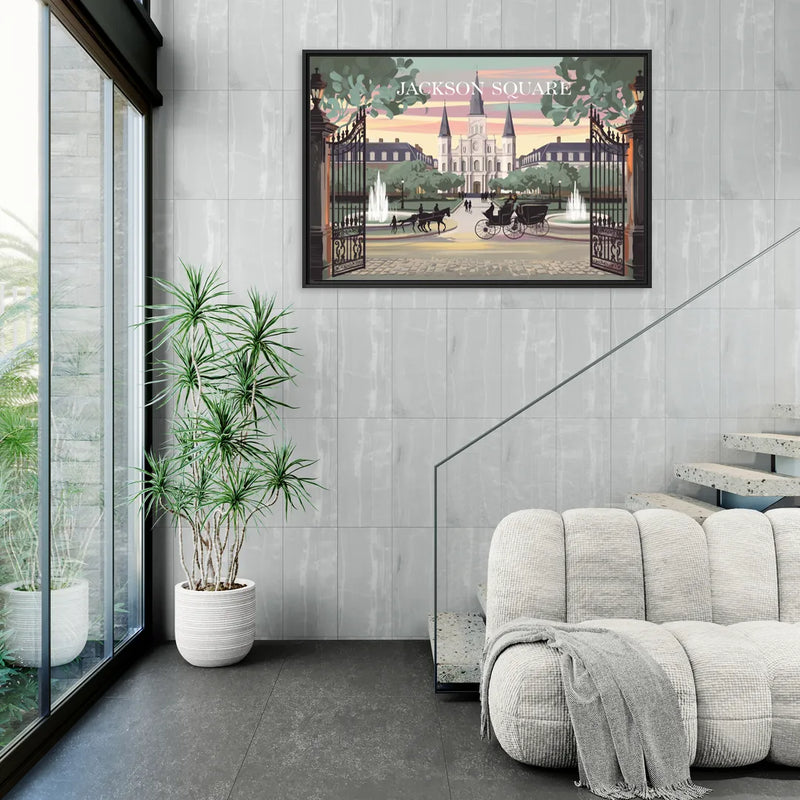 New Orleans Jackson Square - Living Room Black Frame Canvas