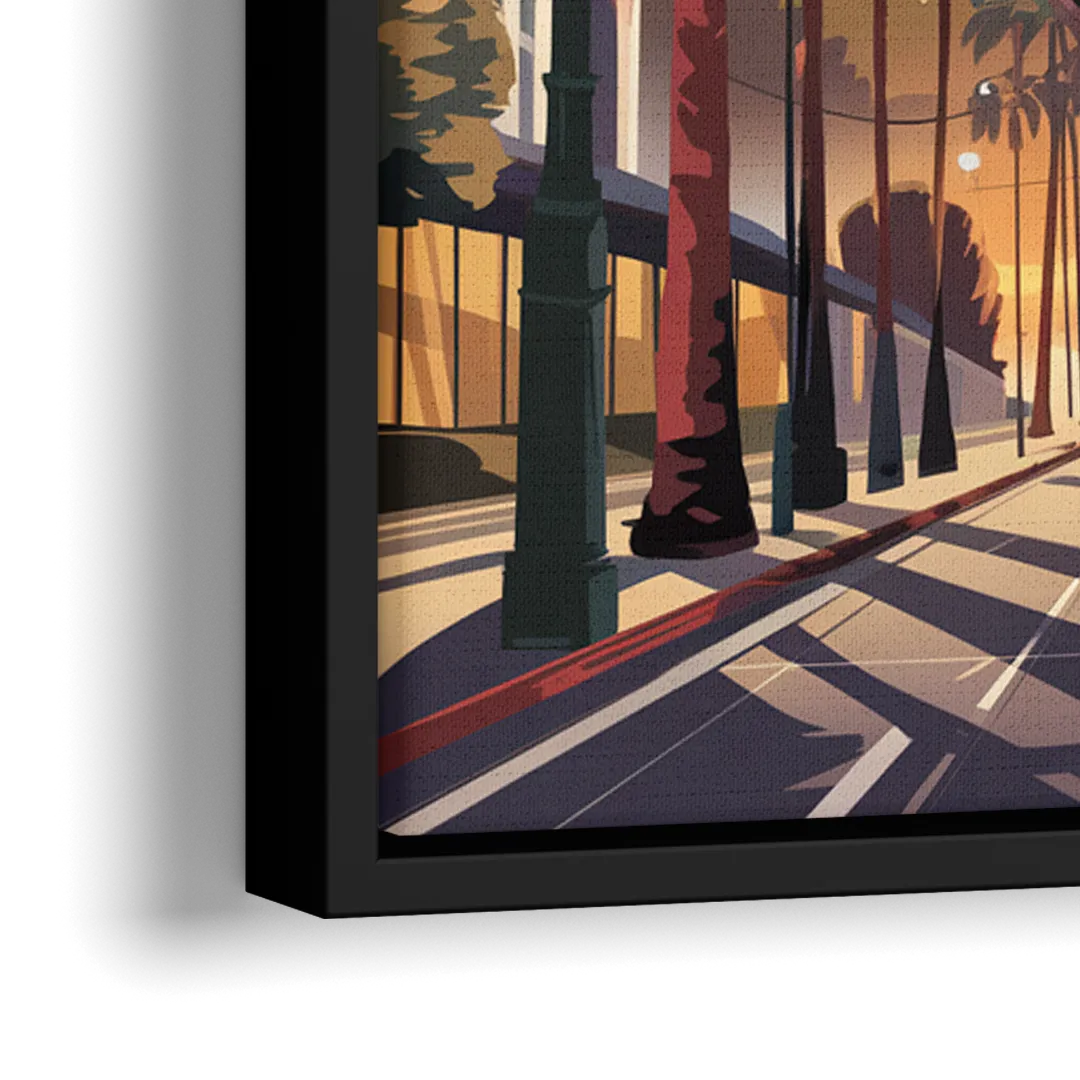 Los Angeles Beverly Hills Charm - Close-Up Black Frame Canvas