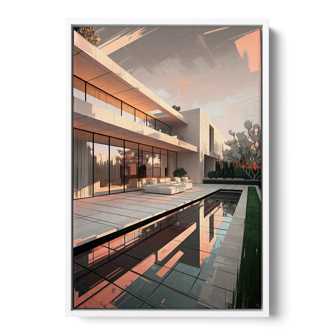 Plano Modern Architecture - White Frame Canvas
