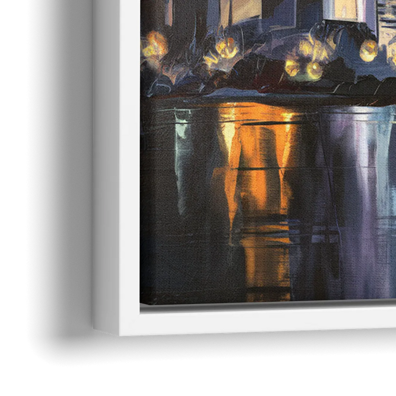 Toledo Nighttime Skyline - Close-Up White Frame Canvas