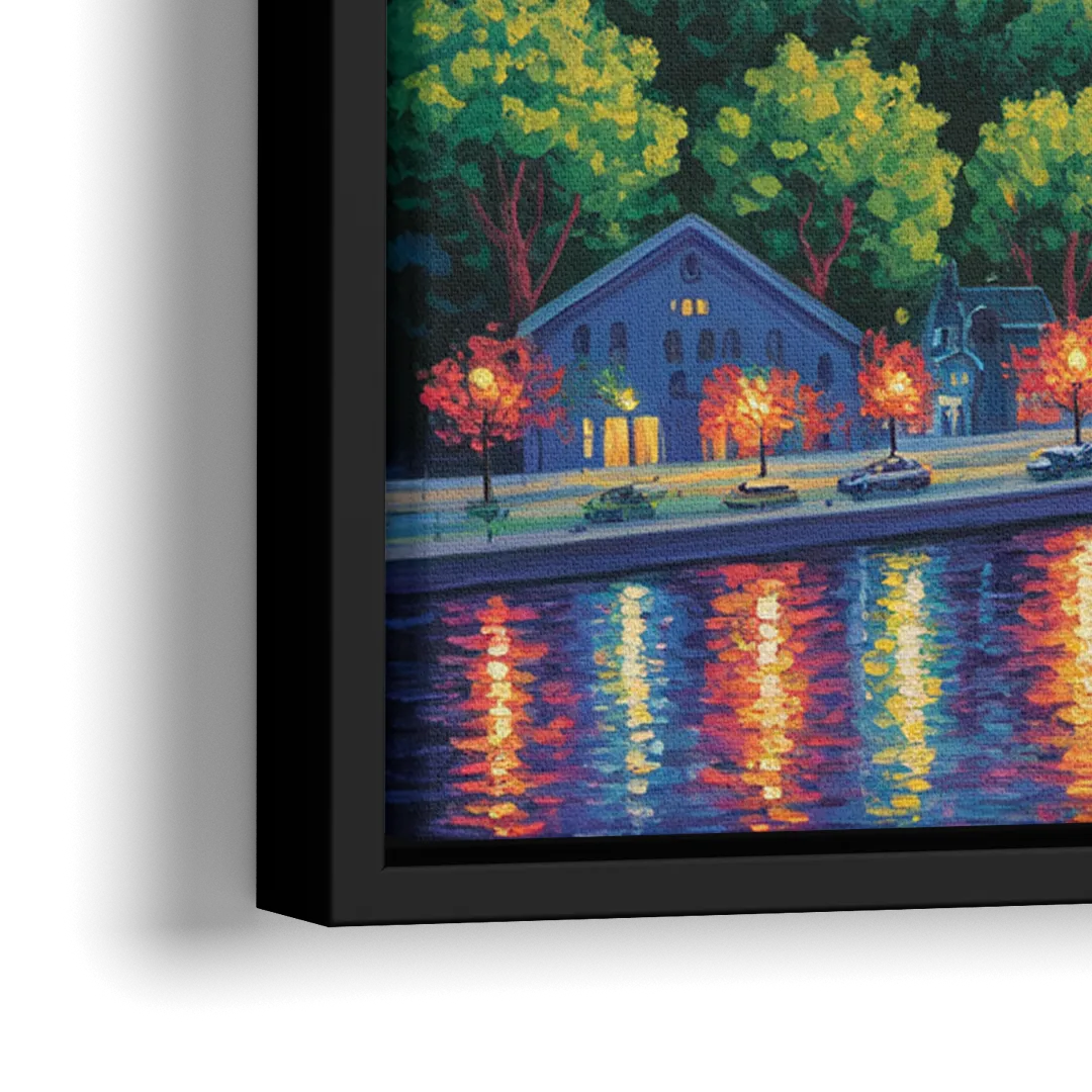 Quebec City Cityscape - Close-Up Black Frame Canvas