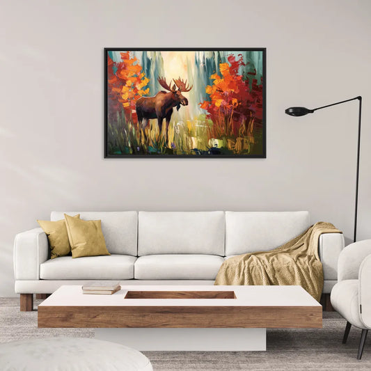 Anchorage Moose In The Wild - Living Room Black Frame Canvas