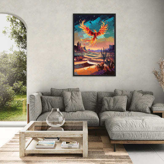 Phoenix Rising Desert Colors - Living Room Black Frame Canvas