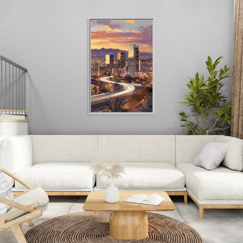 Henderson Skyline Views - Living Room White Frame Canvas