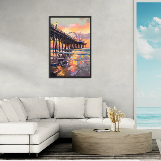 Galveston Historic Pier - Living Room Black Frame Canvas