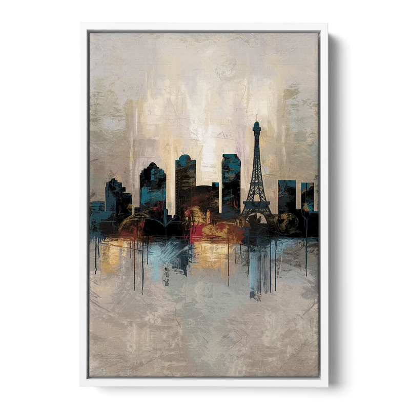 Las Vegas Skyline Silhouette - White Frame Canvas