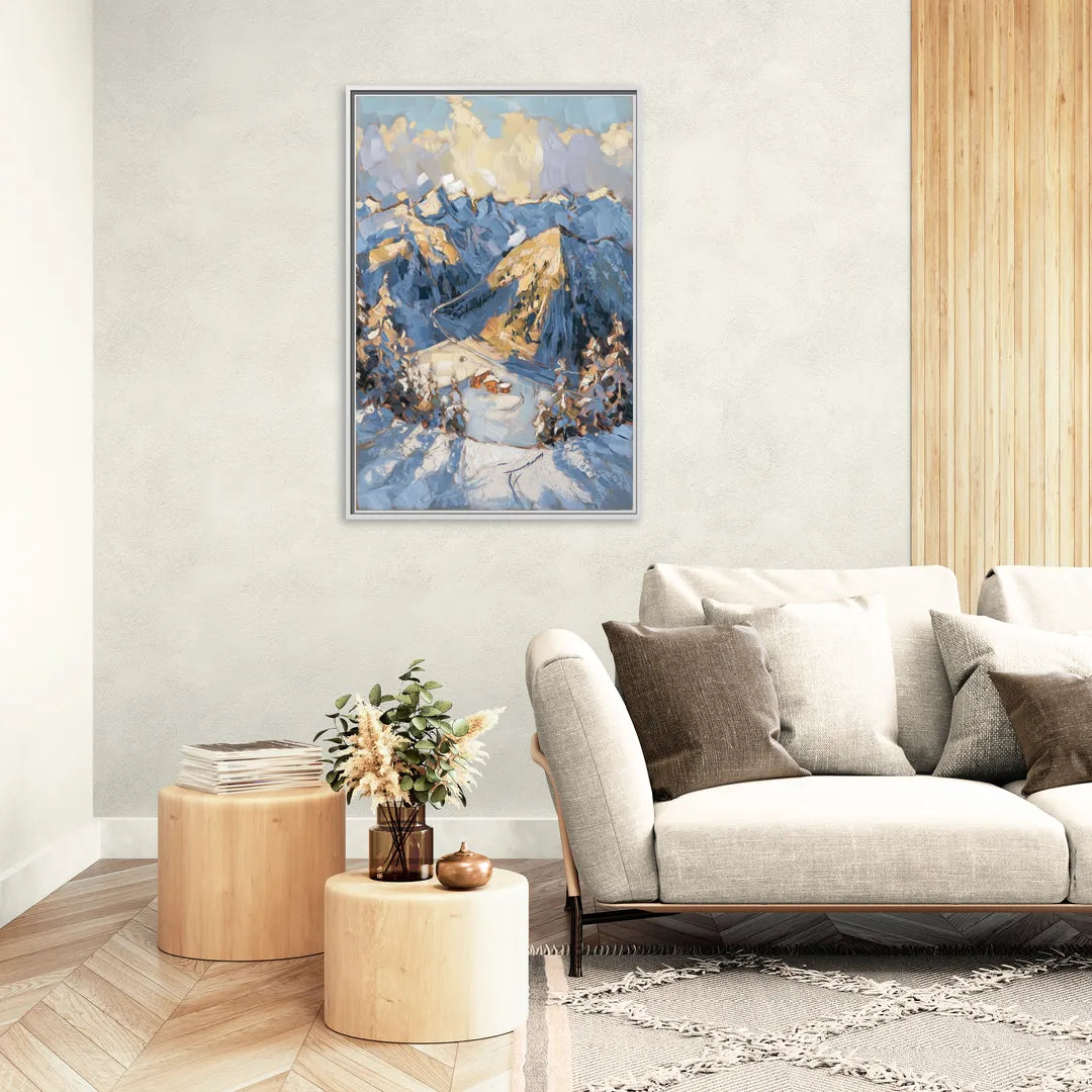 Park City Mountain Views - Living Room White Frame Canvas