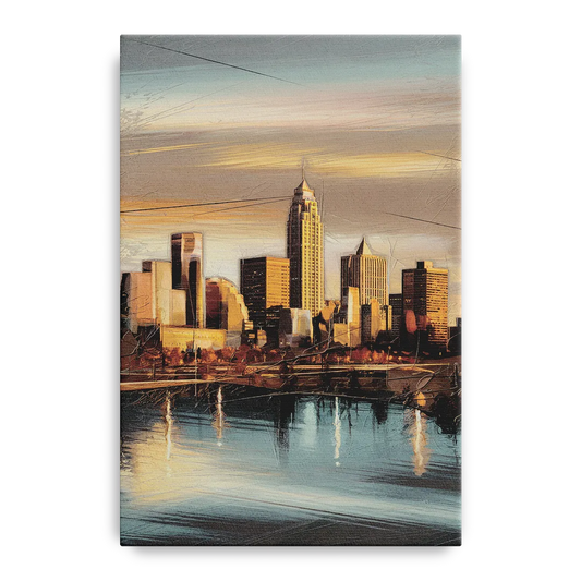 Des Moines Skyline Panorama - Canvas Wall Art