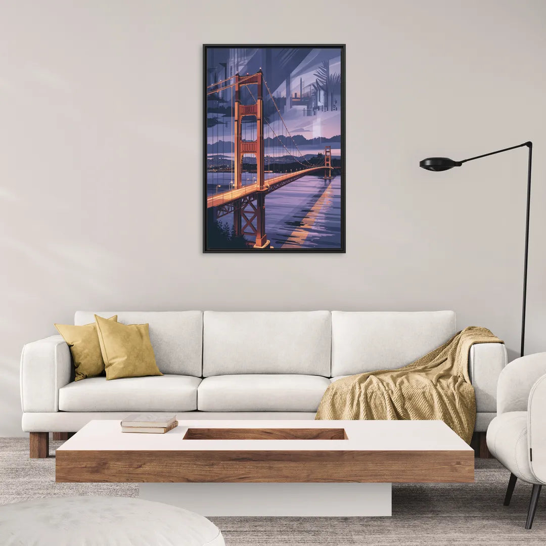 Lions Gate Bridge Twilight - Living Room Black Frame Canvas