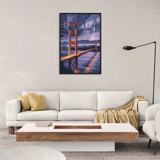 Lions Gate Bridge Twilight - Living Room Black Frame Canvas