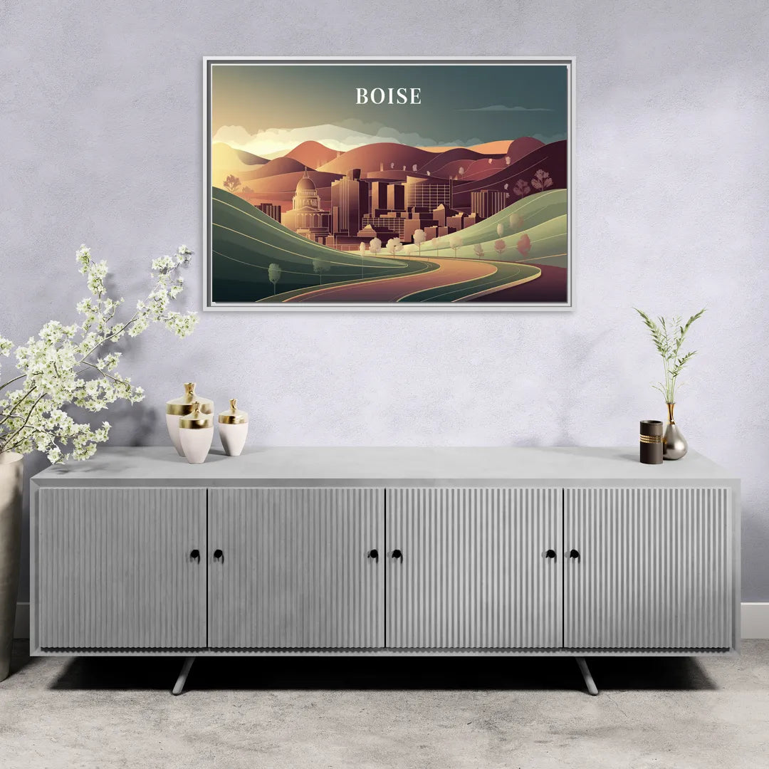 Boise Foothills Landscape - Living Room White Frame Canvas