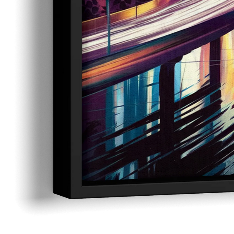 Houston City Lights - Close-Up Black Frame Canvas