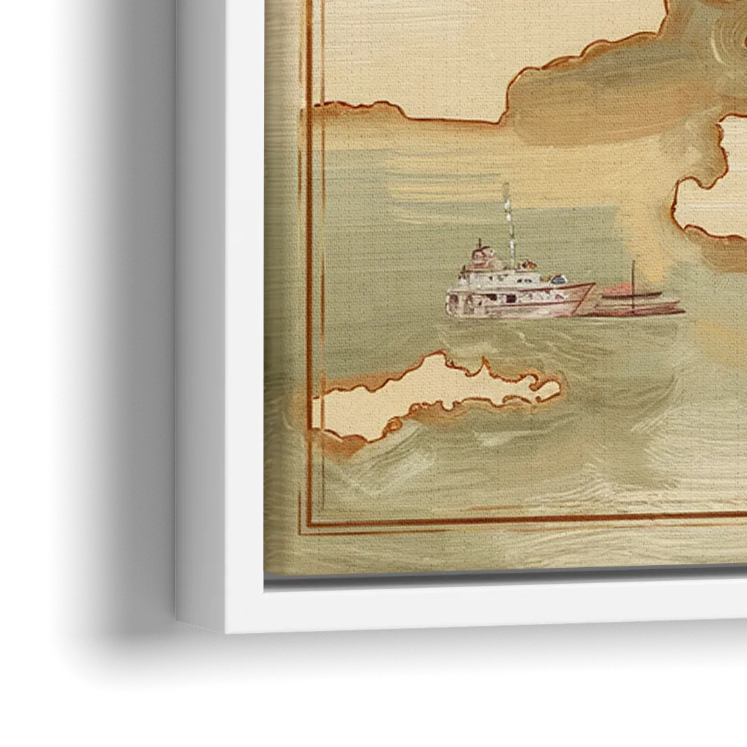 Chesapeake Bay Map Elegance - Close-Up White Frame Canvas