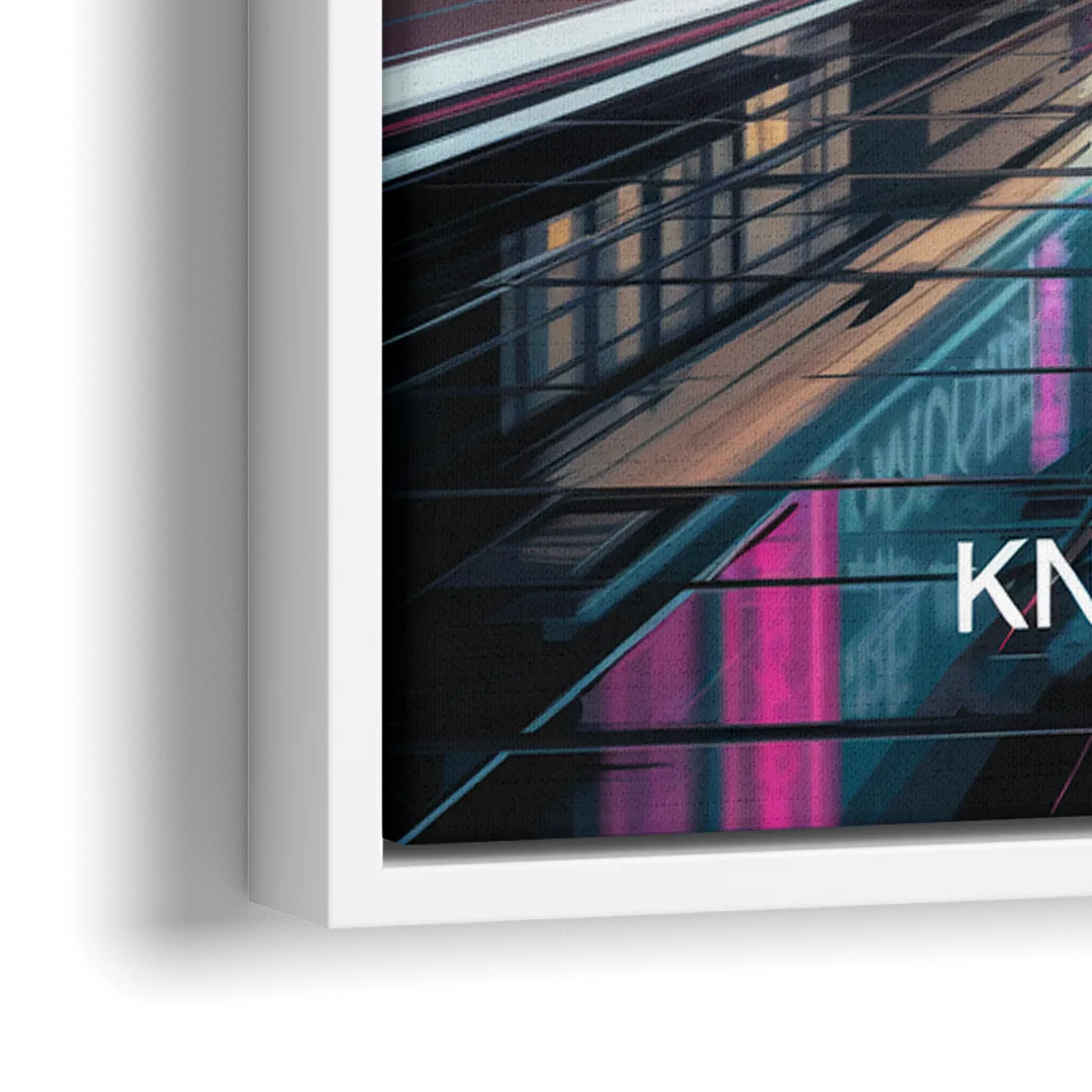 Knoxville Urban Night Lights - Close-Up White Frame Canvas