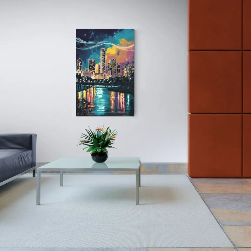 Austin Night Lights - Canvas Wall Art Living Room