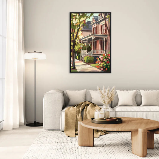 Baton Rouge Garden District Charm - Living Room Black Frame Canvas