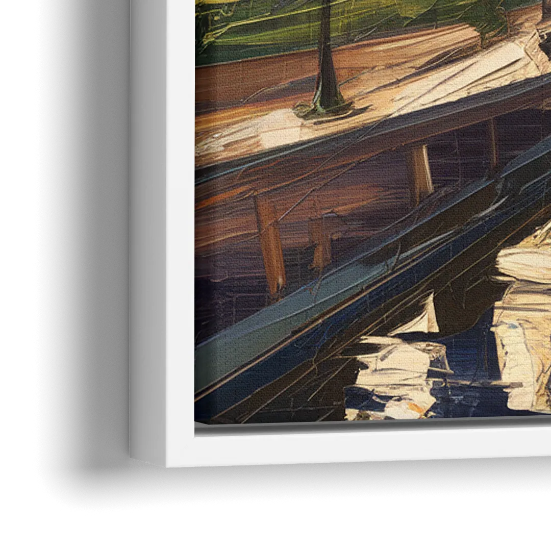 Indianapolis Canal Walk View - Close-Up White Frame Canvas