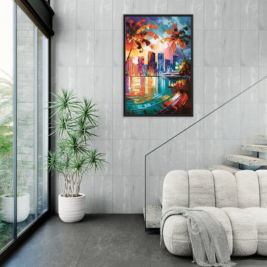 Miami Bayside Beauty - Living Room Black Frame Canvas