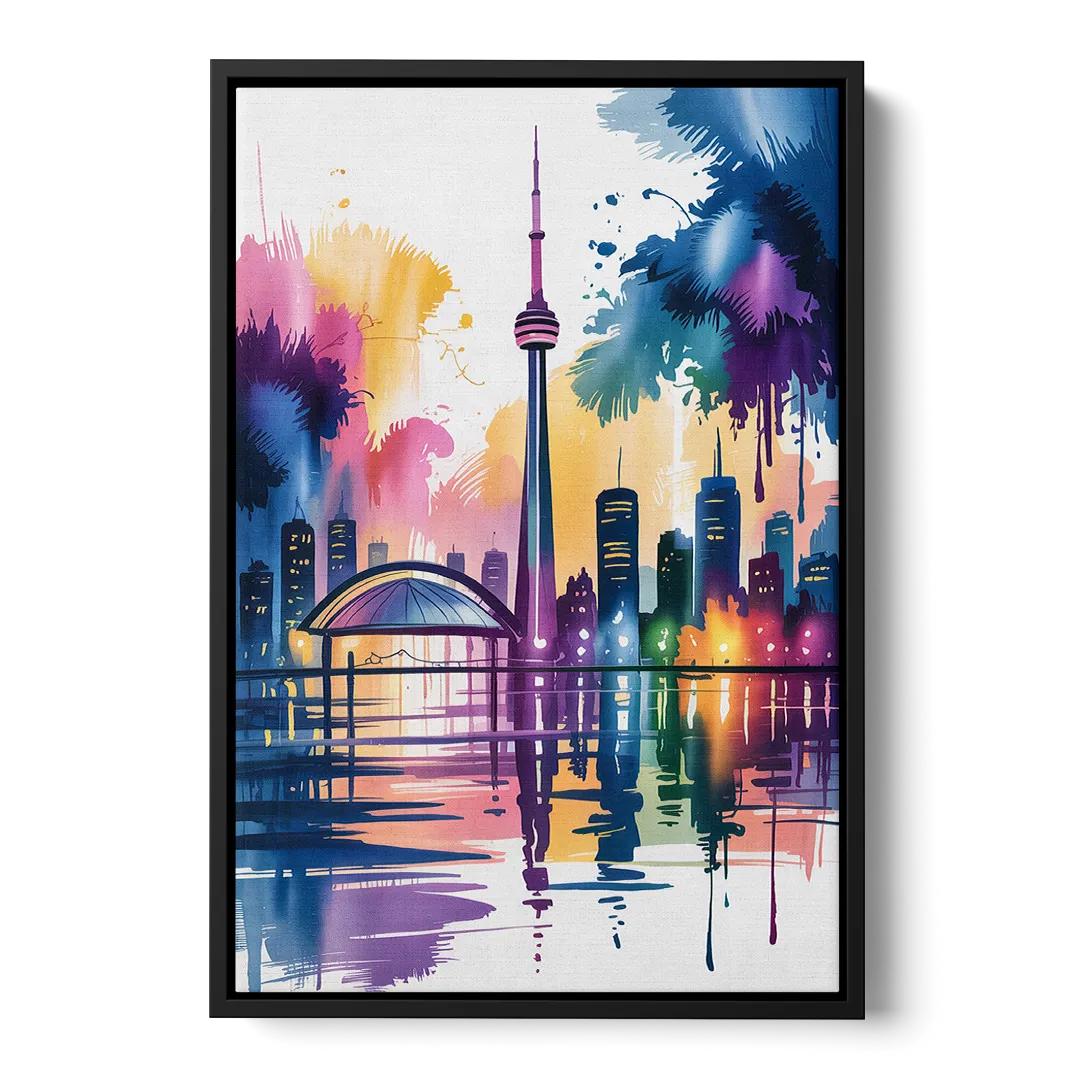 Toronto City Lights - Black Frame Canvas