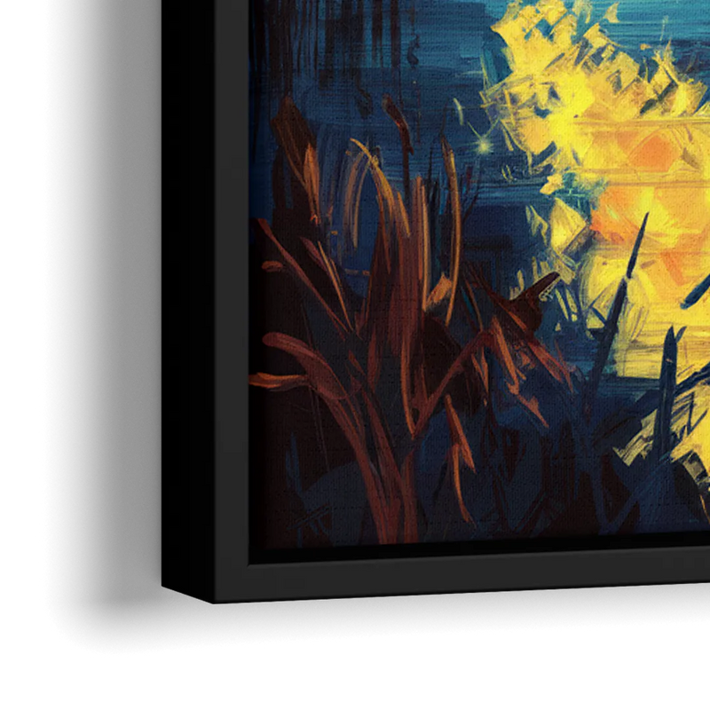 Charlotte Nighttime Glow - Close-Up Black Frame Canvas