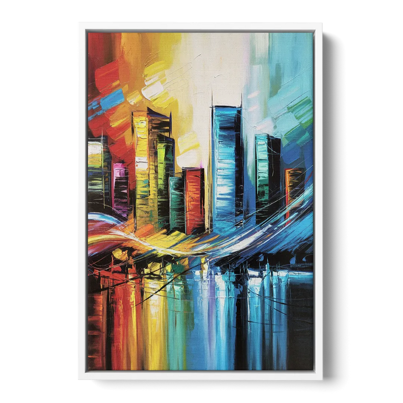 Houston Urban Energy - White Frame Canvas