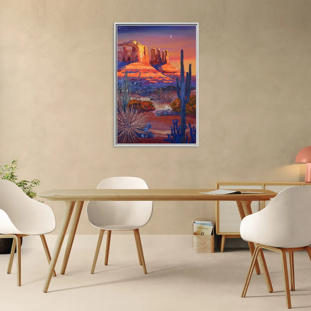 Sedona Desert Twilight - Living Room White Frame Canvas