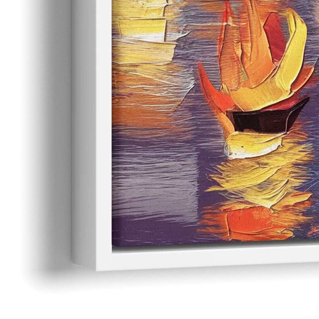 Providence Waterfire Glow - Close-Up White Frame Canvas
