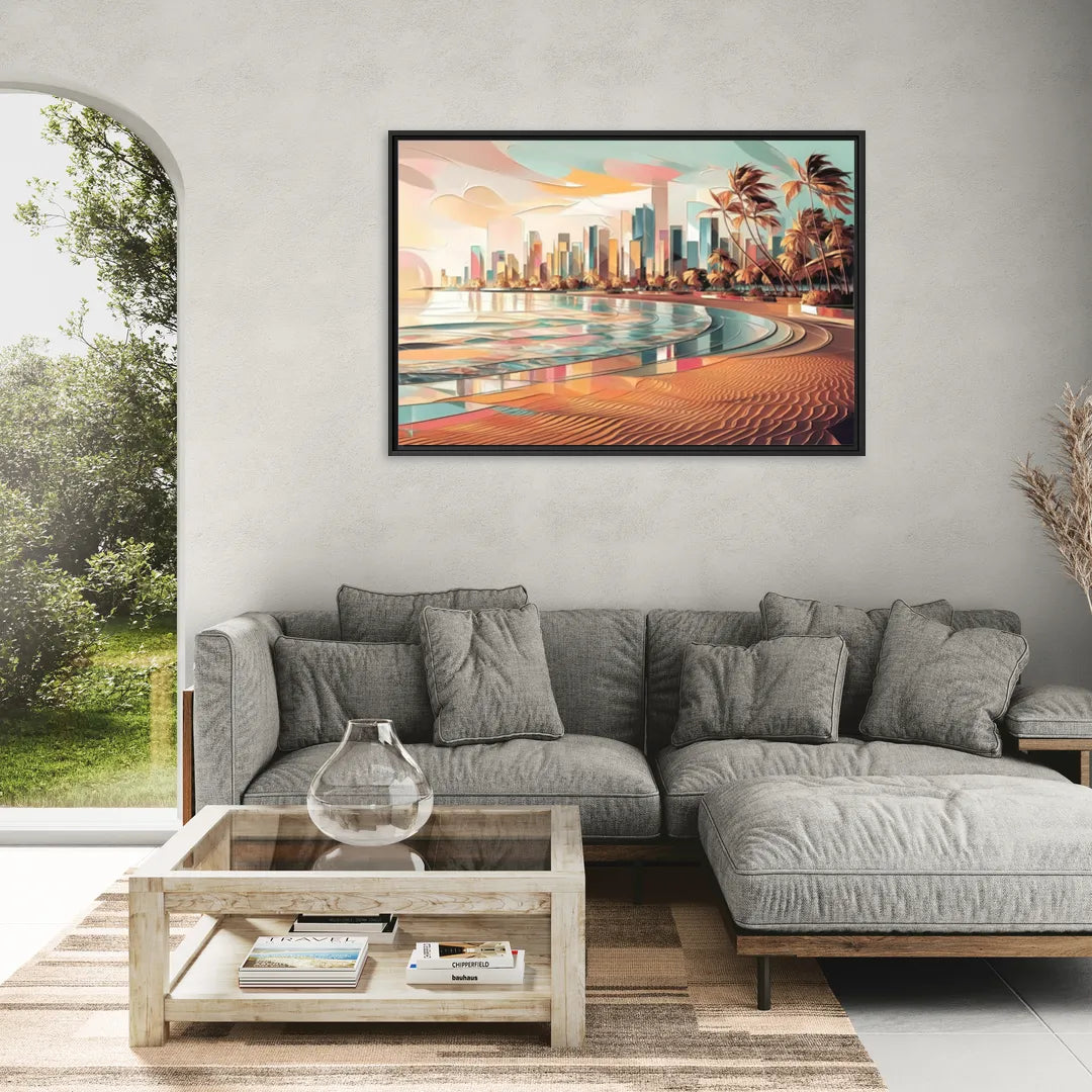 Fort Lauderdale Beach Sunrise - Living Room Black Frame Canvas