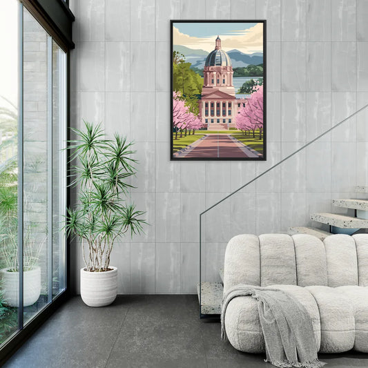 Raleigh State Capitol - Living Room Black Frame Canvas
